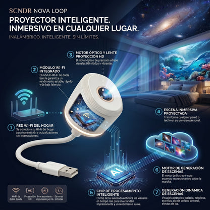 𝑺𝑪𝑵𝑫𝑹® 🔊 Proyector Holográfico Nocturno 5D Inteligente HD ✨ Proyección Dinámica de Galaxias y Luces Ambientales para Crear un Ambiente Mágico en Casa 🔥